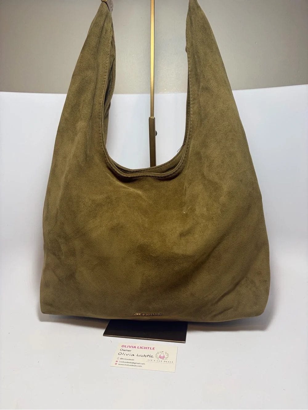 Steve Madden Olive Green Suede Hobo Shoulder Bag